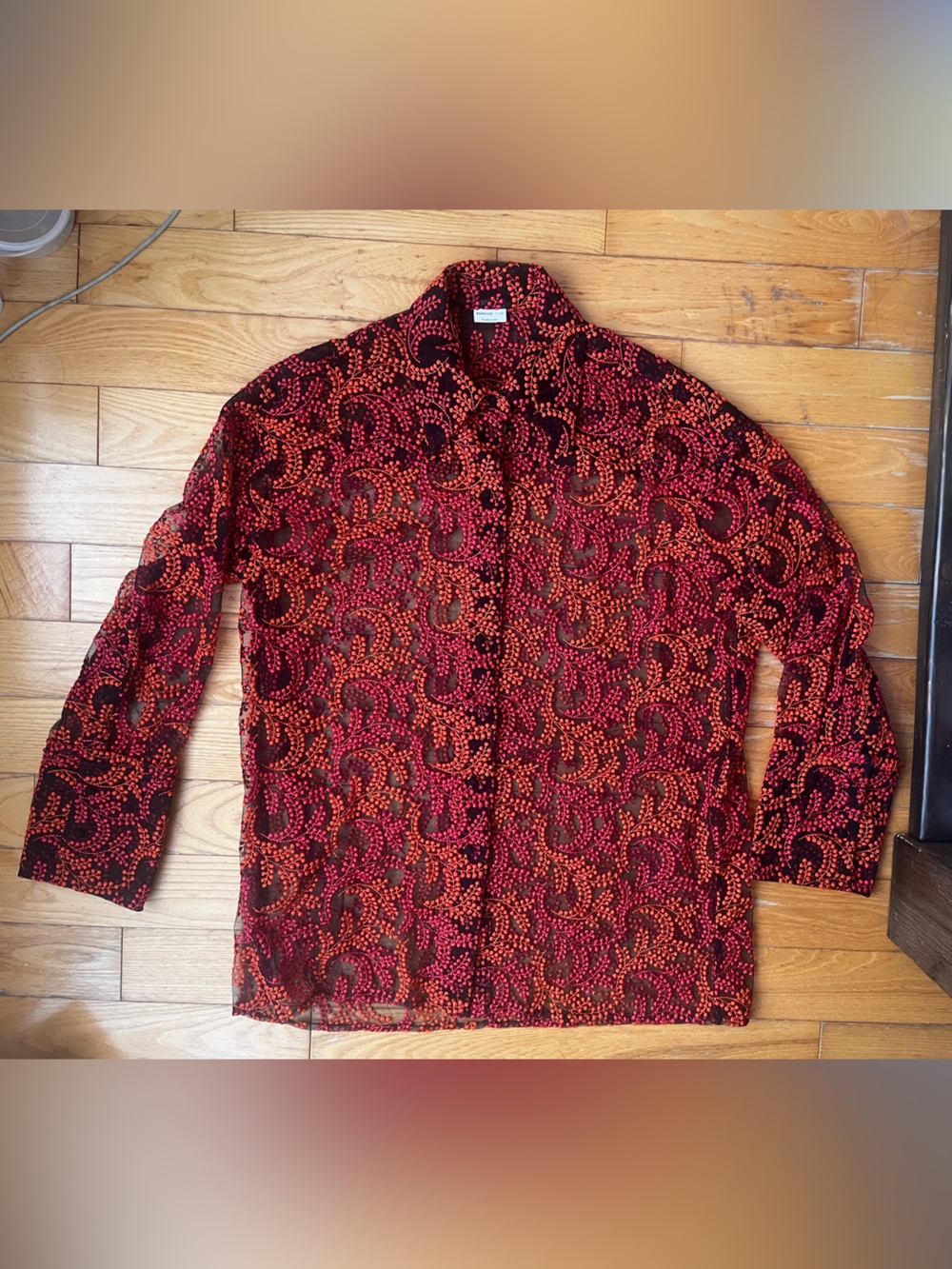 Aritzia Babaton 1-01 Red and Black Patterned Blouse